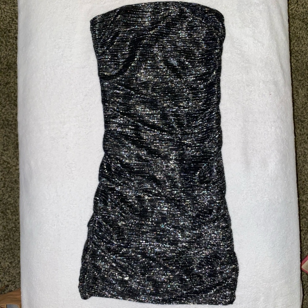Glittery Black Strapless Dress